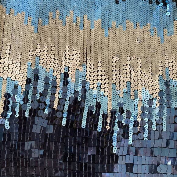 Per Se Silk Allover Sequins Pencil Mini Skirt Black Blue Silver Sz 2 Cocktail - Picture 5 of 7